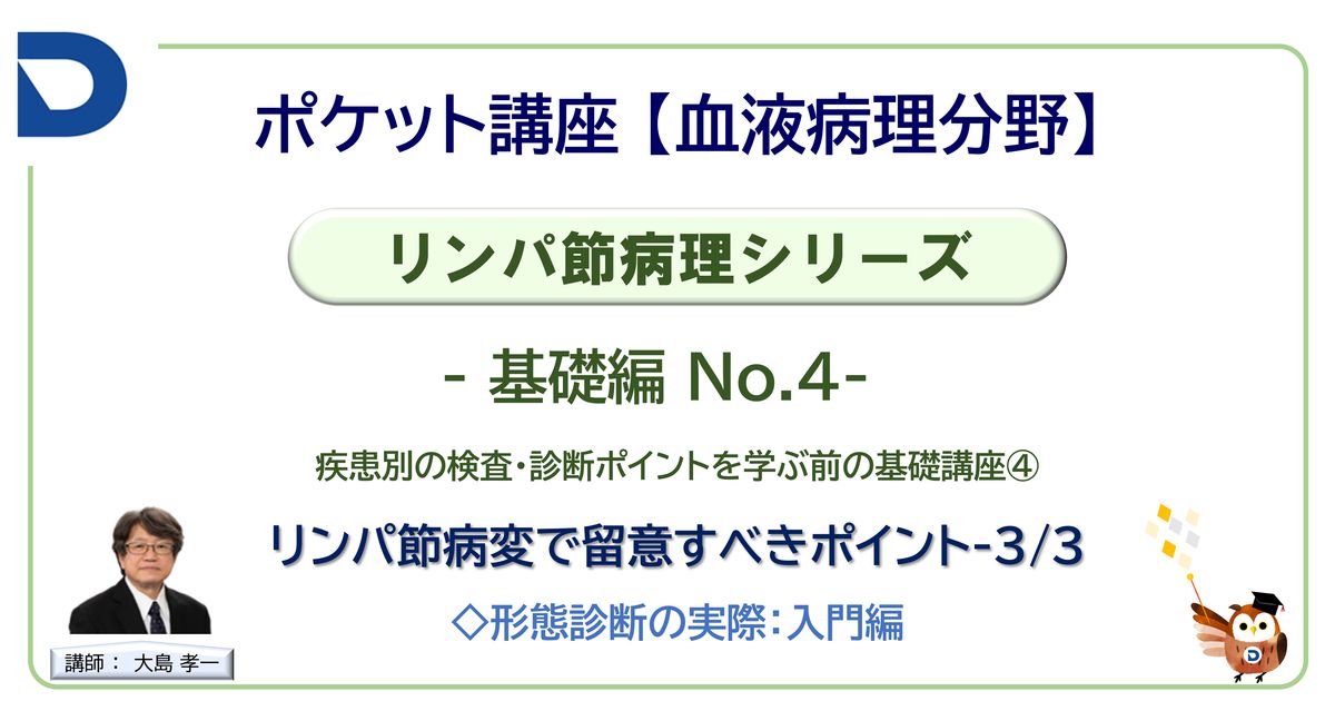 リンパ節病理シリーズ：基礎編No.4「リンパ節病変で留意するポイント3/3」